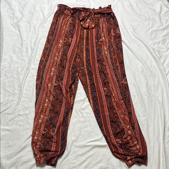 Full Circle Trends Pants - Bohemian Rust Printed Drawstring Joggers